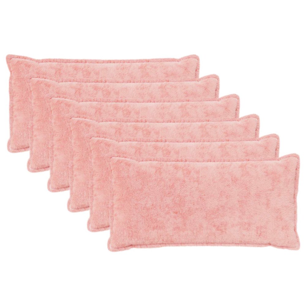 vidaXL Kuddöverdrag 6 st HOUTEN Rosa 40 x 70 cm Faux Kaninpäls