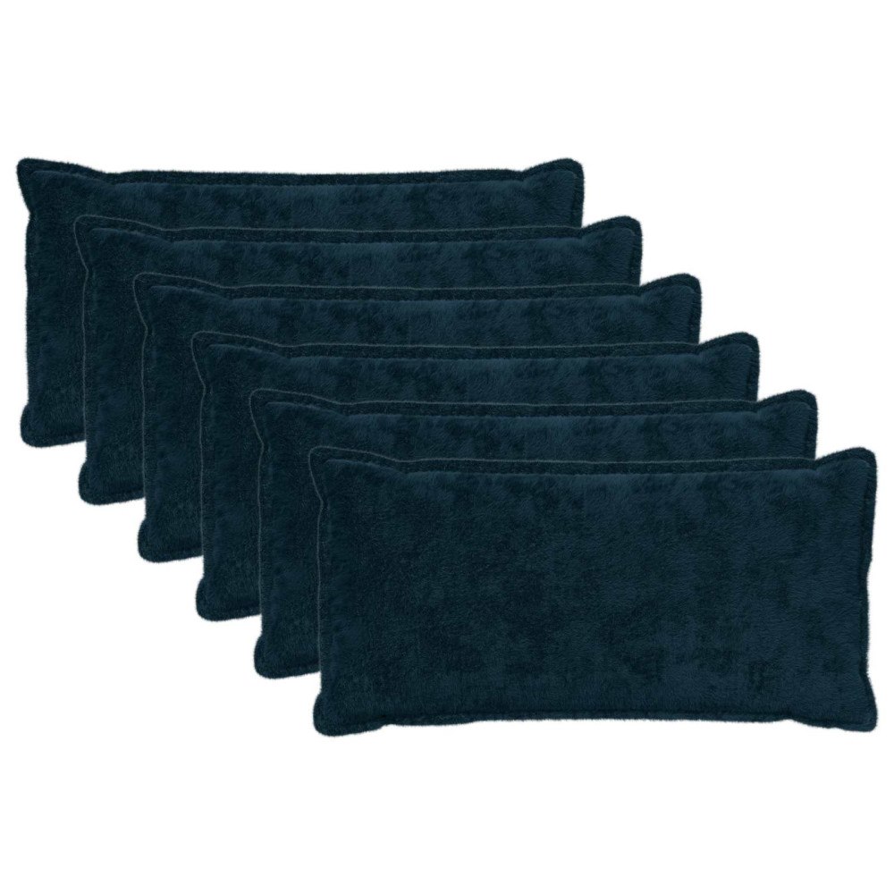 vidaXL Kuddöverdrag 6 st HOUTEN Mörkblå 40 x 70 cm Faux Kaninpäls