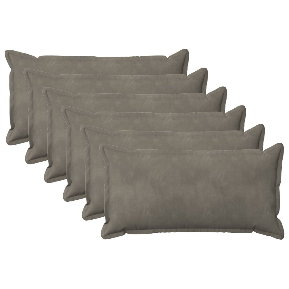 vidaXL Kuddöverdrag 6 st HOUTEN Ljusgrå 40 x 80 cm Sammet