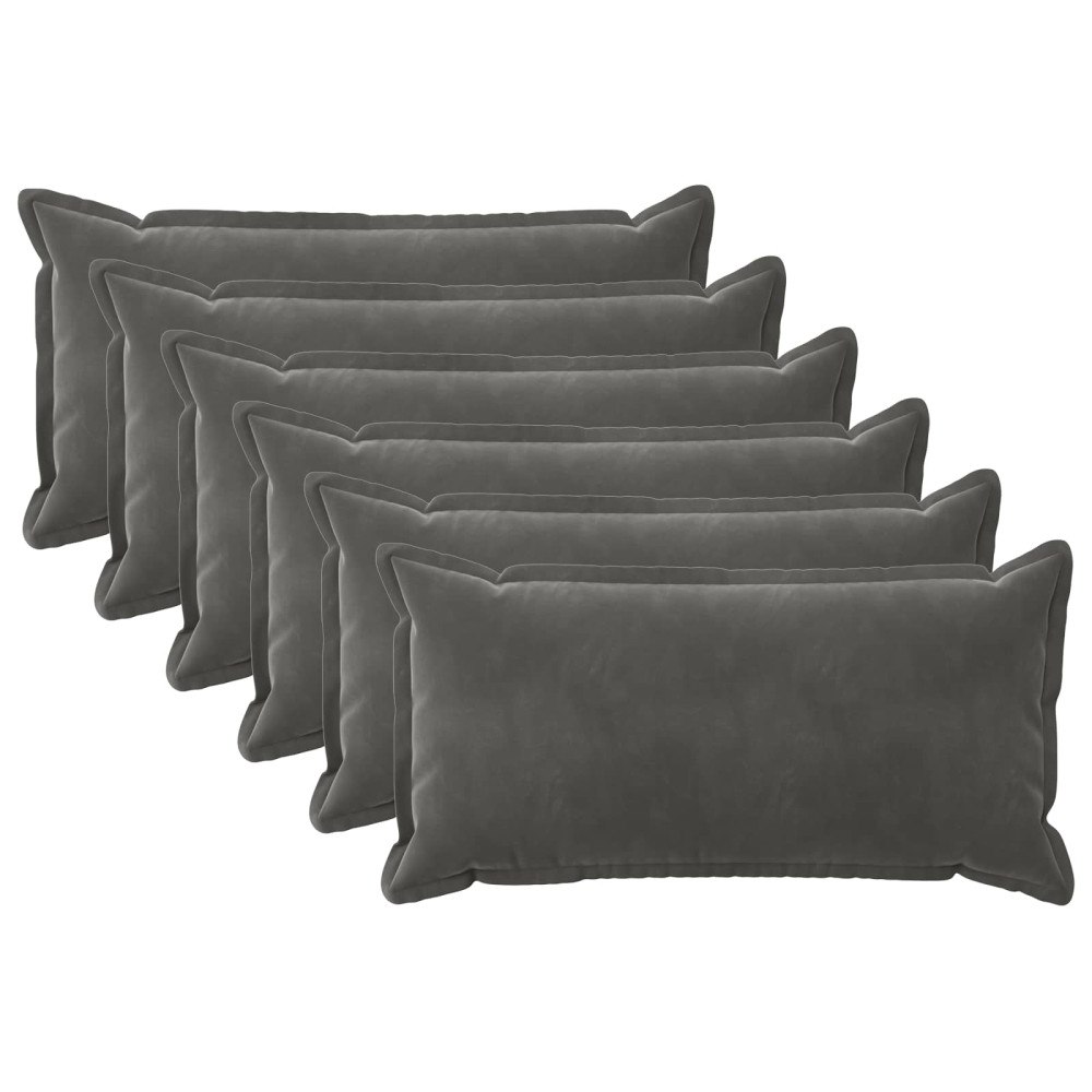vidaXL Kuddöverdrag 6 st HOUTEN Mörkgrå 40 x 80 cm Sammet