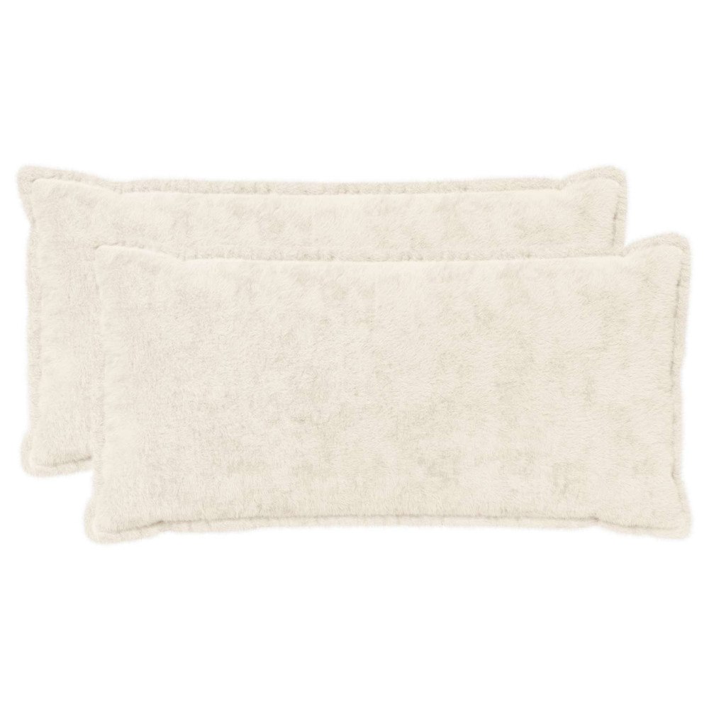vidaXL Kuddöverdrag 2 st HOUTEN Vit 40 x 80 cm Faux Kaninpäls