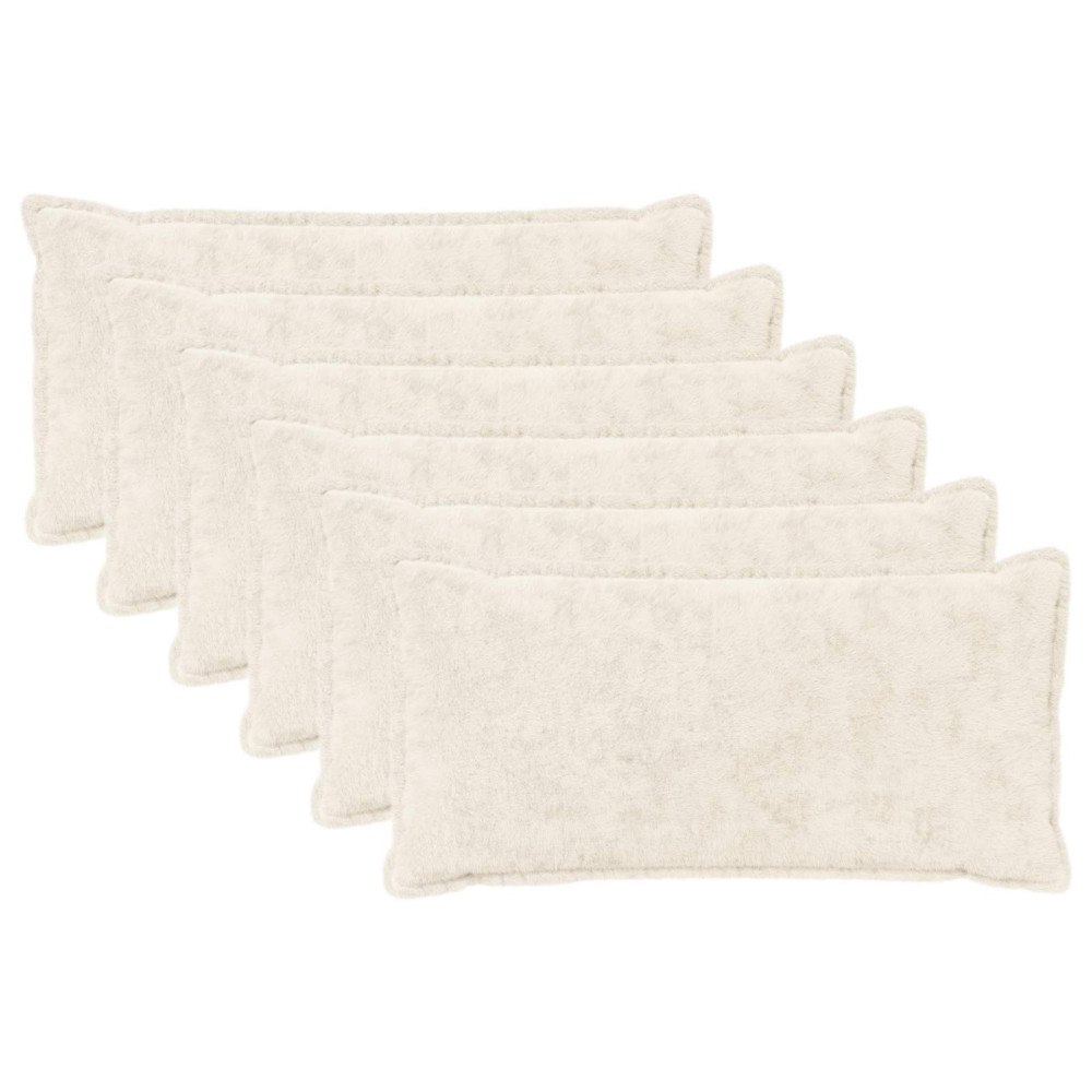 vidaXL Kuddöverdrag 6 st HOUTEN Vit 40 x 80 cm Faux Kaninpäls