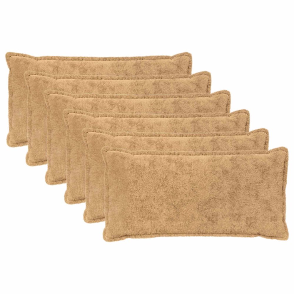 vidaXL Kuddöverdrag 6 st HOUTEN Taupe 40 x 80 cm Faux Kaninpäls