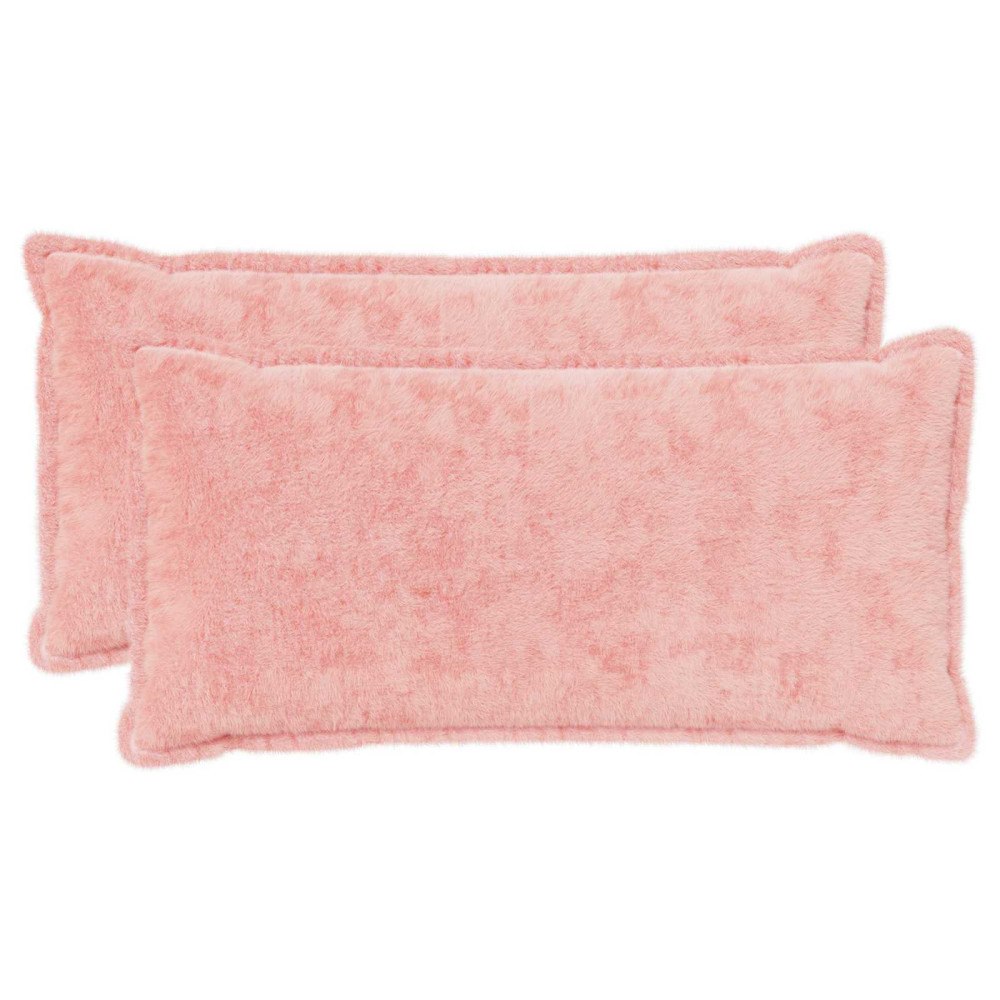 vidaXL Kuddöverdrag 2 st HOUTEN Rosa 40 x 80 cm Faux Kaninpäls