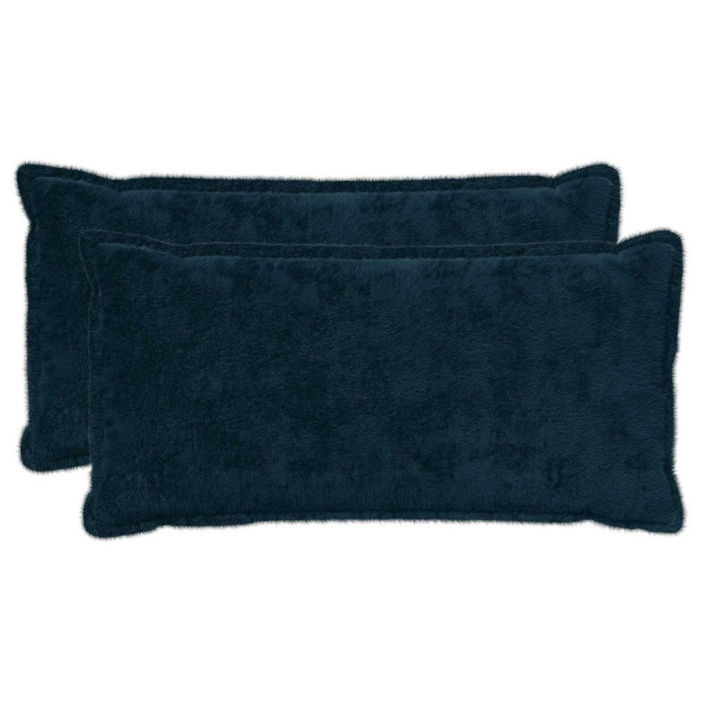 vidaXL Kuddöverdrag 2 st HOUTEN Mörkblå 40 x 80 cm Faux Kaninpäls