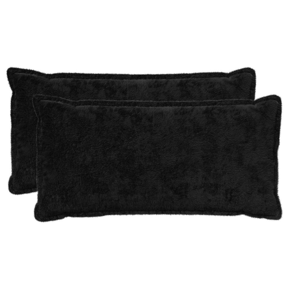 vidaXL Kuddöverdrag 2 st HOUTEN Svart 40 x 80 cm Faux Kaninpäls