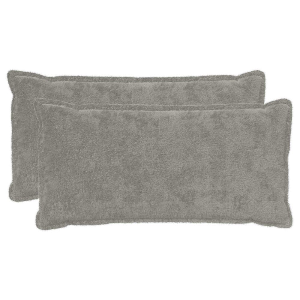 vidaXL Kuddöverdrag 2 st HOUTEN Ljusgrå 40 x 80 cm Faux Kaninpäls