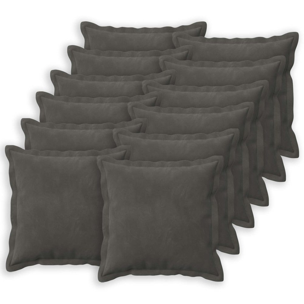 vidaXL Kuddöverdrag 12 st HOUTEN Mörkgrå 45 x 45 cm Sammet