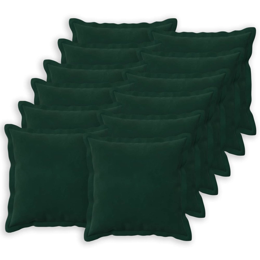 vidaXL Kuddöverdrag 12 st HOUTEN Mörkgrön 45 x 45 cm Sammet
