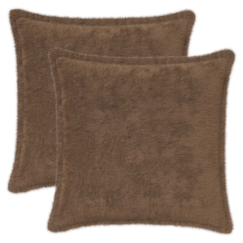 vidaXL Kuddöverdrag 2 st HOUTEN Ljusbrun 50 x 50 cm Faux Kaninpäls