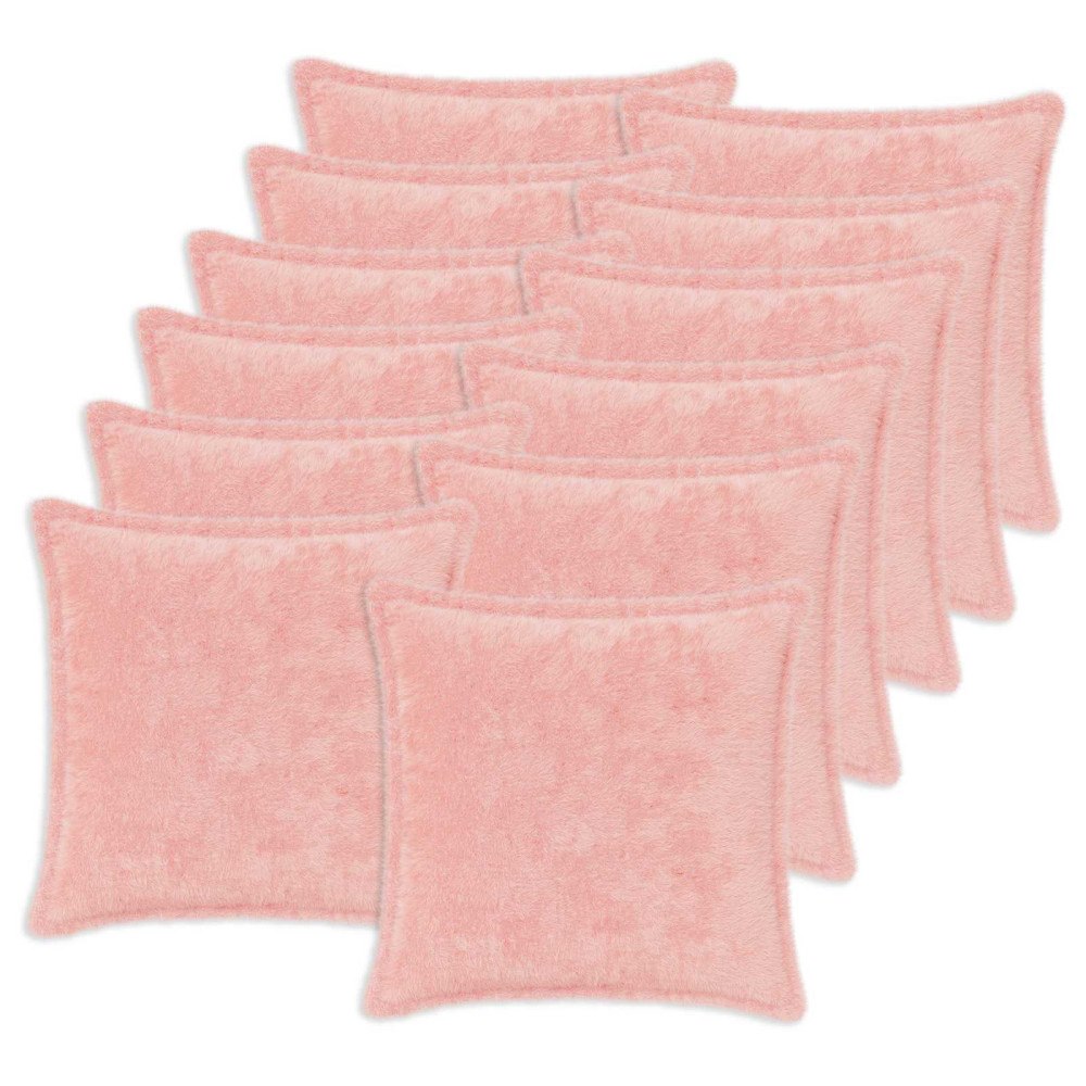 vidaXL Kuddöverdrag 12 st HOUTEN Rosa 50 x 50 cm Faux Kaninpäls