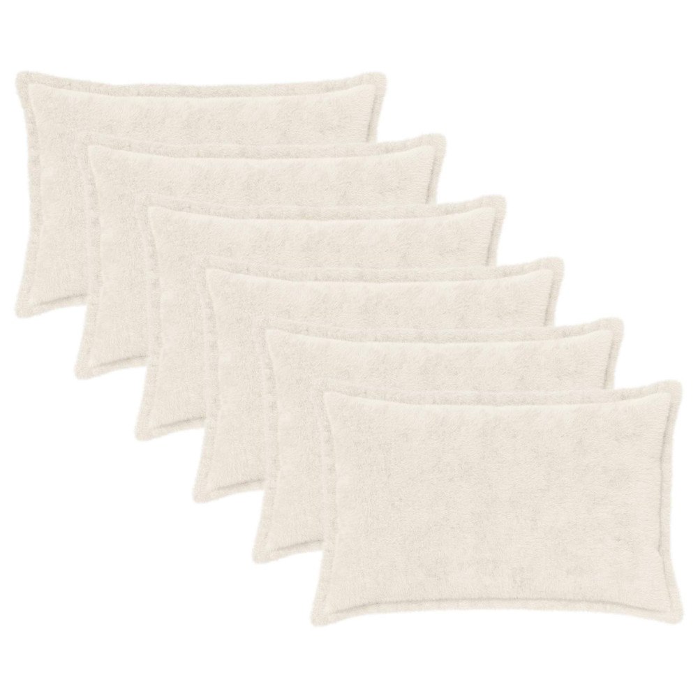 vidaXL Kuddöverdrag 6 st HOUTEN Vit 50 x 70 cm Faux Kaninpäls