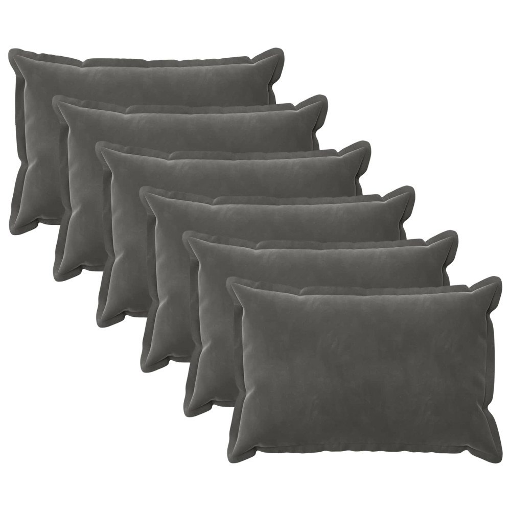 vidaXL Kuddöverdrag 6 st HOUTEN Mörkgrå 50 x 75 cm Sammet