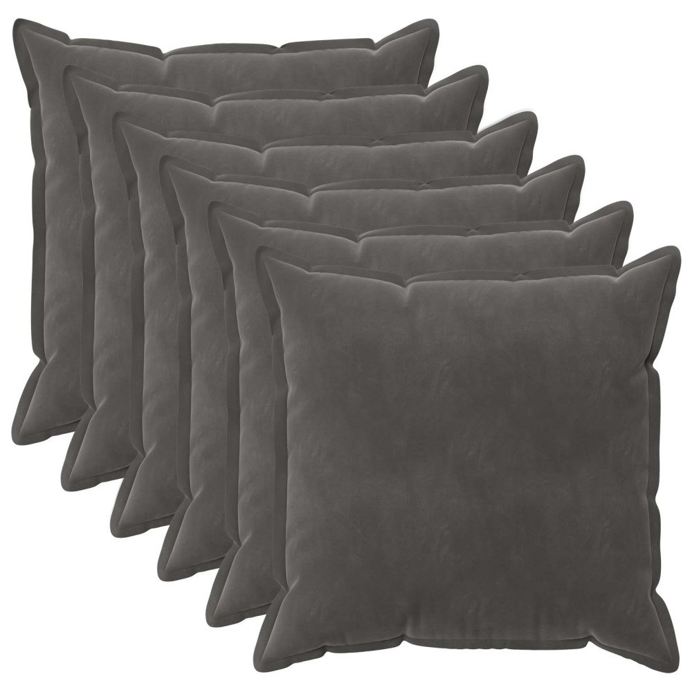 vidaXL Kuddöverdrag 6 st HOUTEN Mörkgrå 55 x 55 cm Sammet