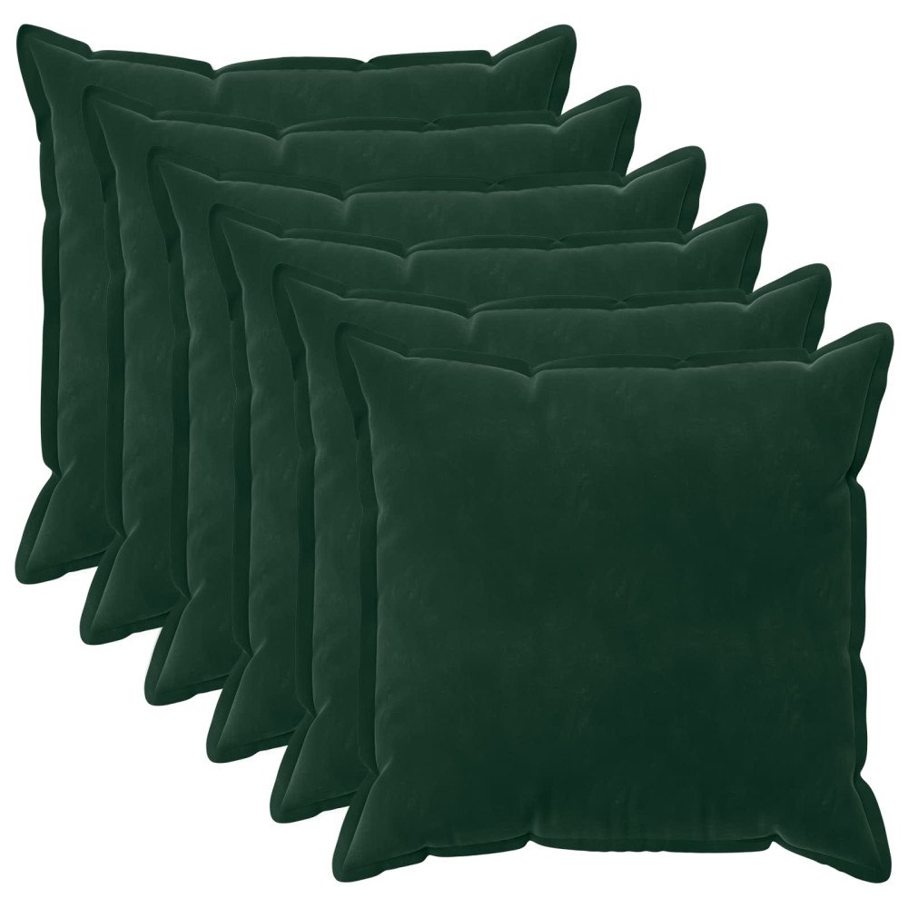 vidaXL Kuddöverdrag 6 st HOUTEN Mörkgrön 55 x 55 cm Sammet