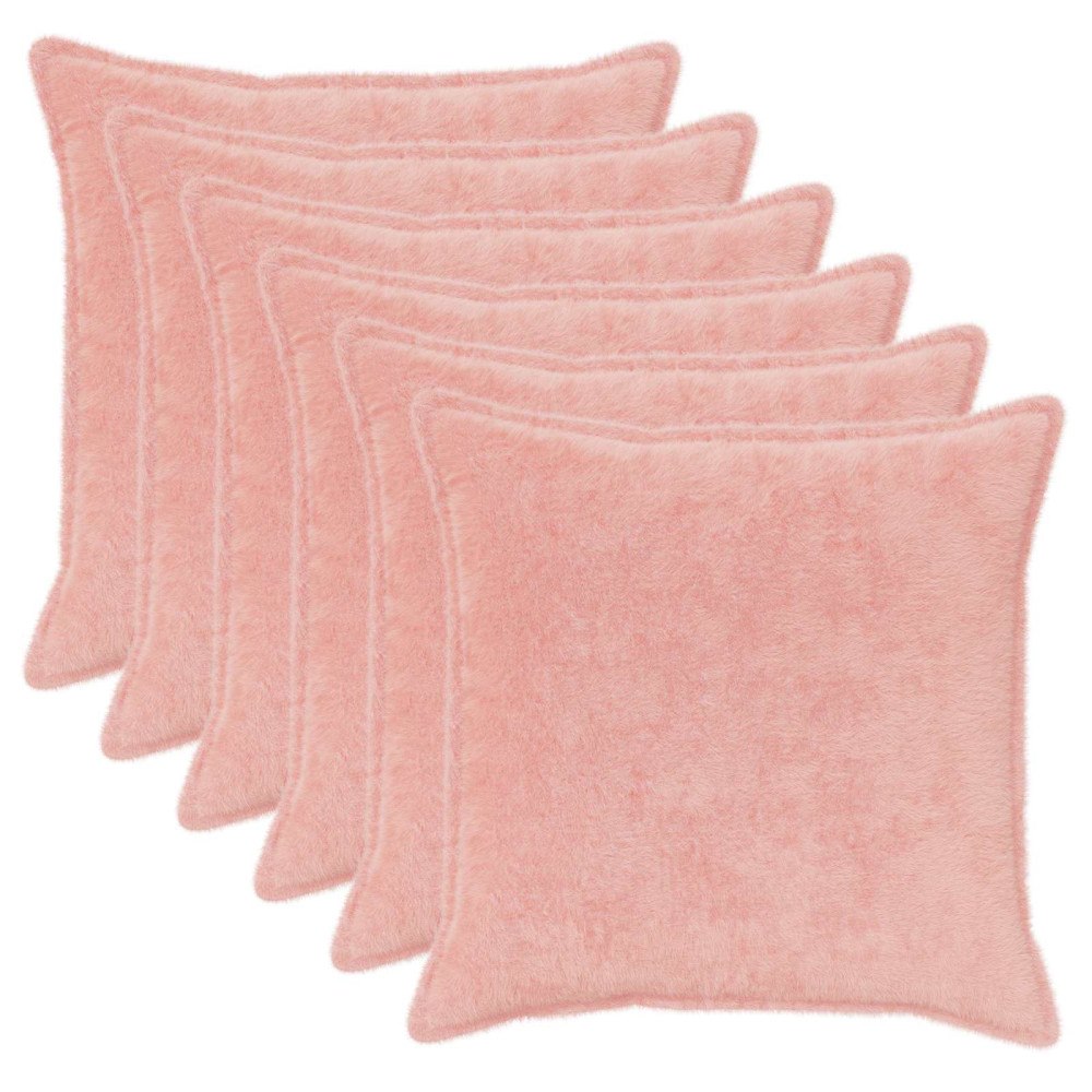 vidaXL Kuddöverdrag 6 st HOUTEN Rosa 55 x 55 cm Faux Kaninpäls