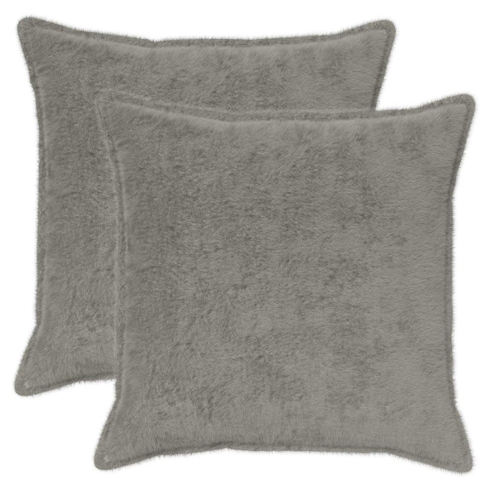 vidaXL Kuddöverdrag 2 st HOUTEN Ljusgrå 55 x 55 cm Faux Kaninpäls