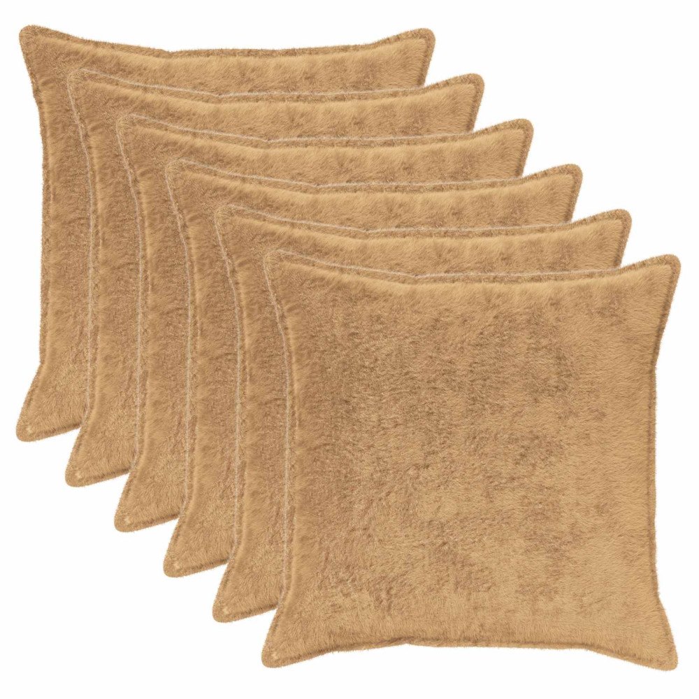 vidaXL Kuddöverdrag 6 st HOUTEN Taupe 60 x 60 cm Faux Kaninpäls