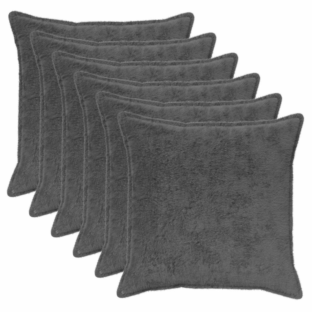 vidaXL Kuddöverdrag 6 st HOUTEN Mörkgrå 60 x 60 cm Faux Kaninpäls