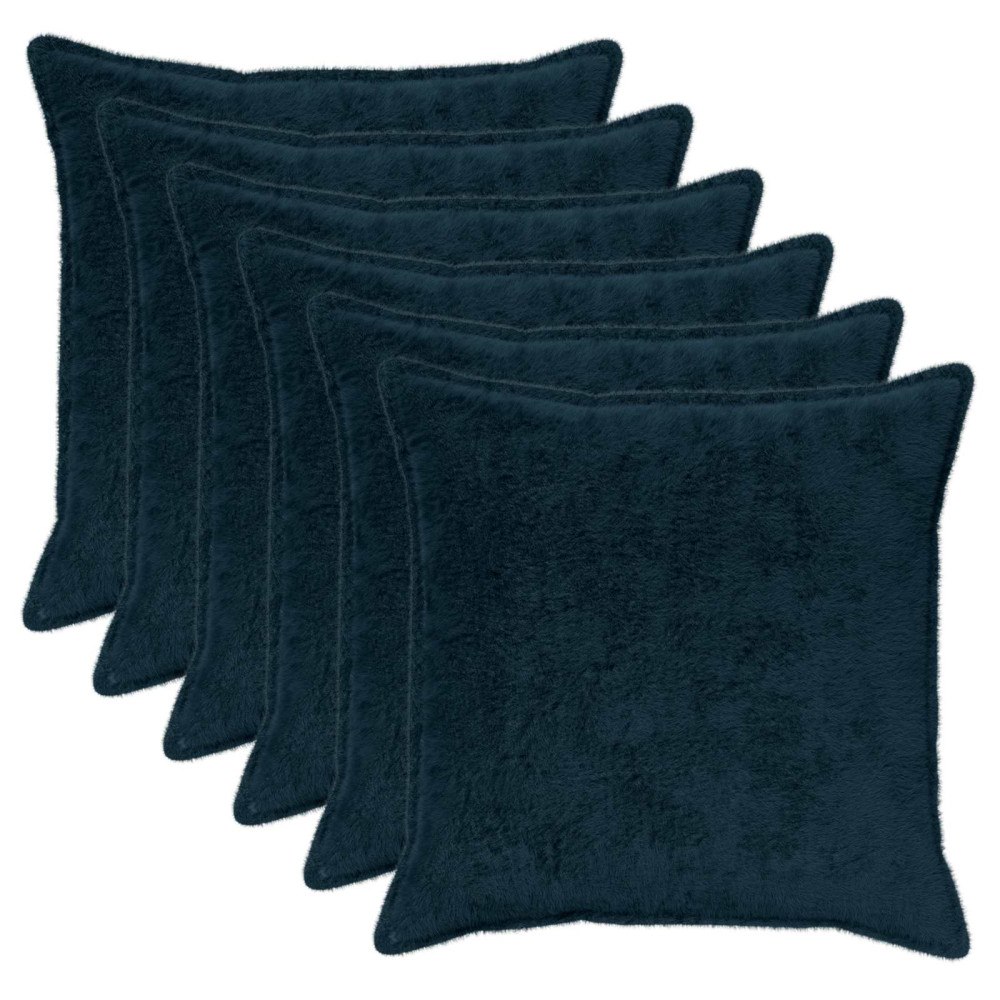 vidaXL Kuddöverdrag 6 st HOUTEN Mörkblå 60 x 60 cm Faux Kaninpäls