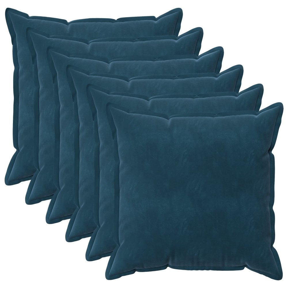 vidaXL Kuddöverdrag 6 st HOUTEN Blå 65 x 65 cm Sammet