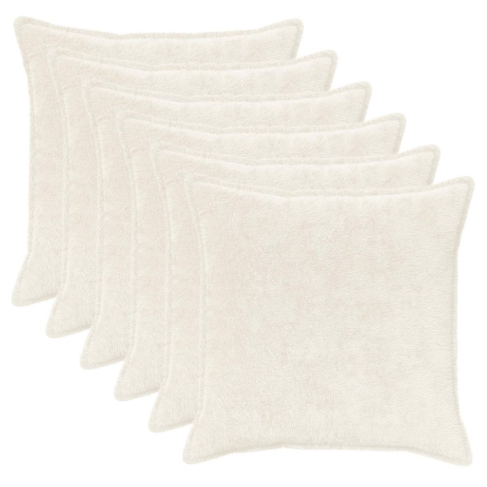 vidaXL Kuddöverdrag 6 st HOUTEN Vit 65 x 65 cm Faux Kaninpäls