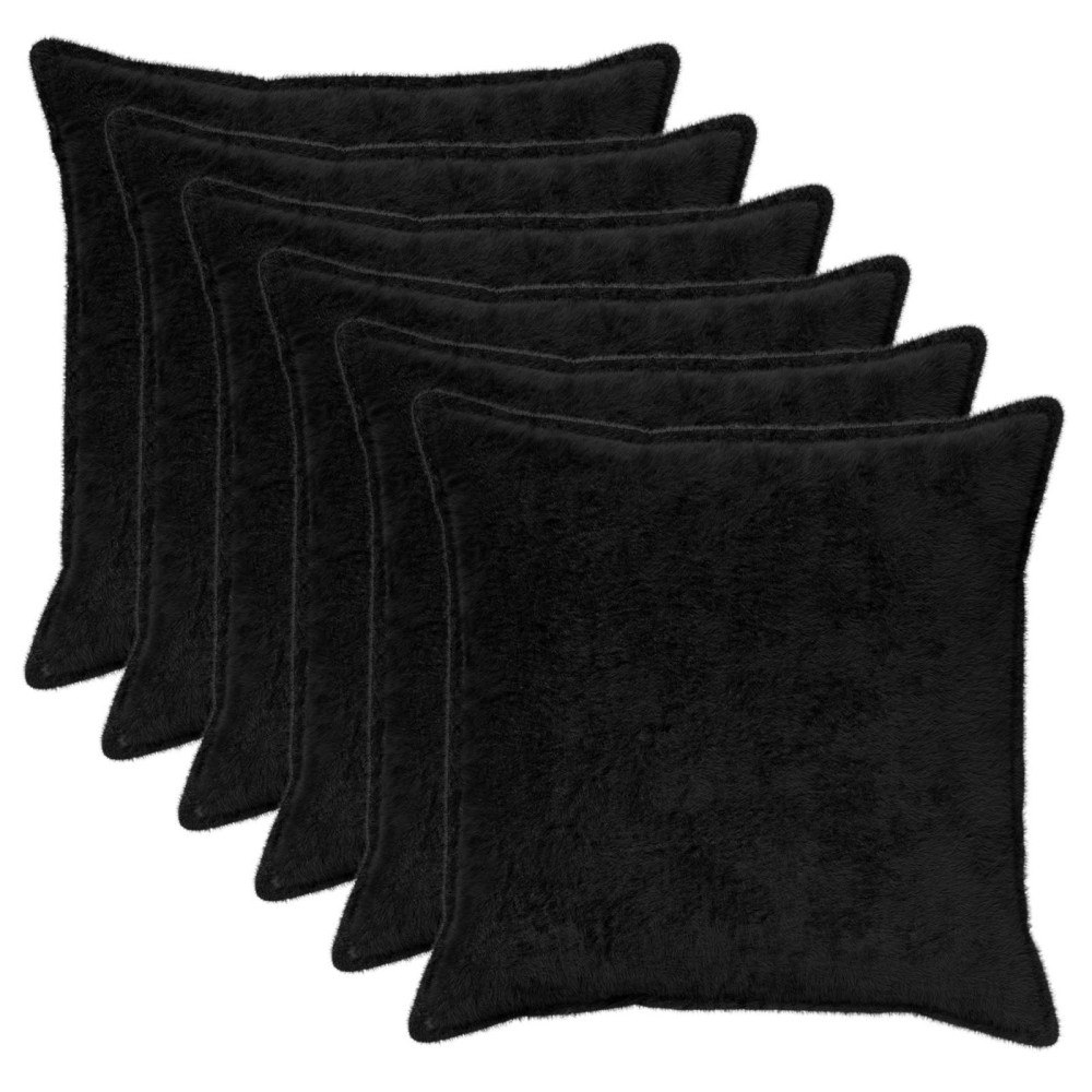 vidaXL Kuddöverdrag 6 st HOUTEN Svart 65 x 65 cm Faux Kaninpäls