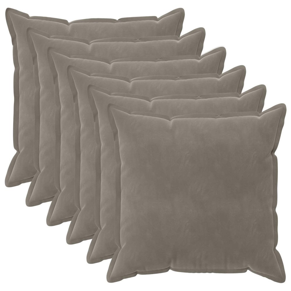 vidaXL Kuddöverdrag 6 st HOUTEN Ljusgrå 70 x 70 cm Sammet