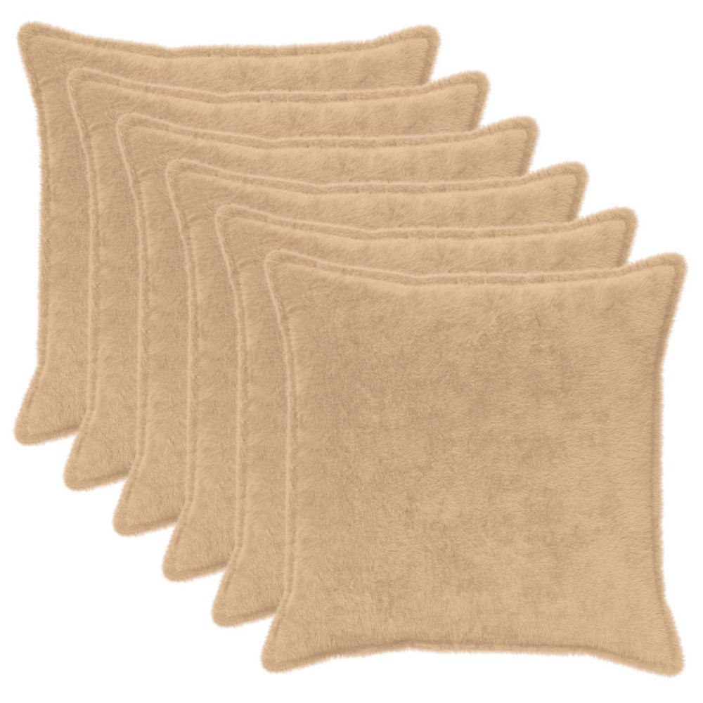 vidaXL Kuddöverdrag 6 st HOUTEN Gräddvit 70 x 70 cm Faux Kaninpäls