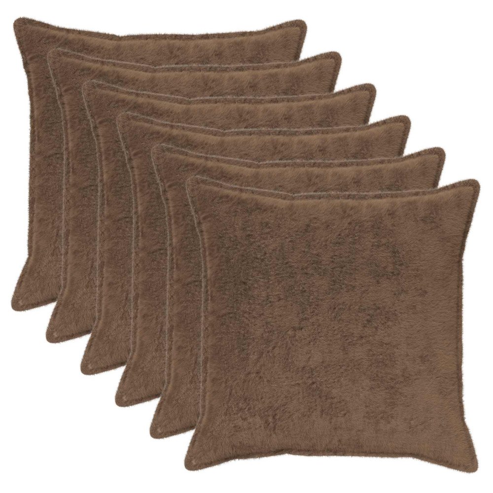 vidaXL Kuddöverdrag 6 st HOUTEN Ljusbrun 70 x 70 cm Faux Kaninpäls