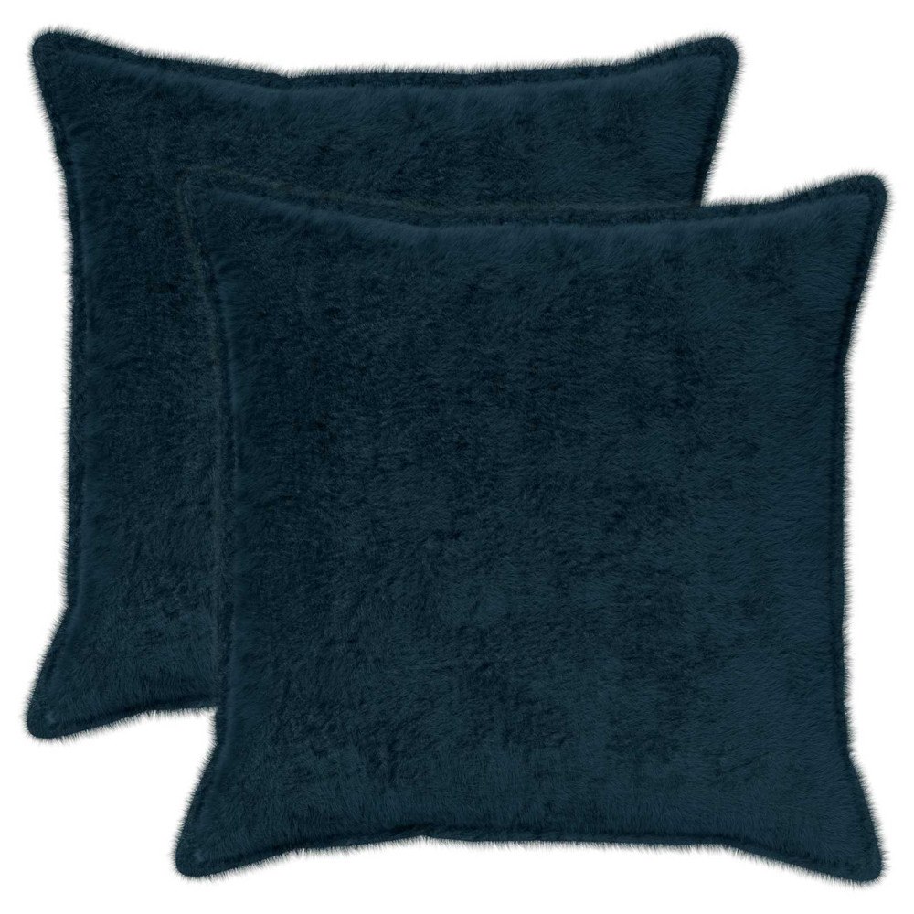 vidaXL Kuddöverdrag 2 st HOUTEN Mörkblå 70 x 70 cm Faux Kaninpäls
