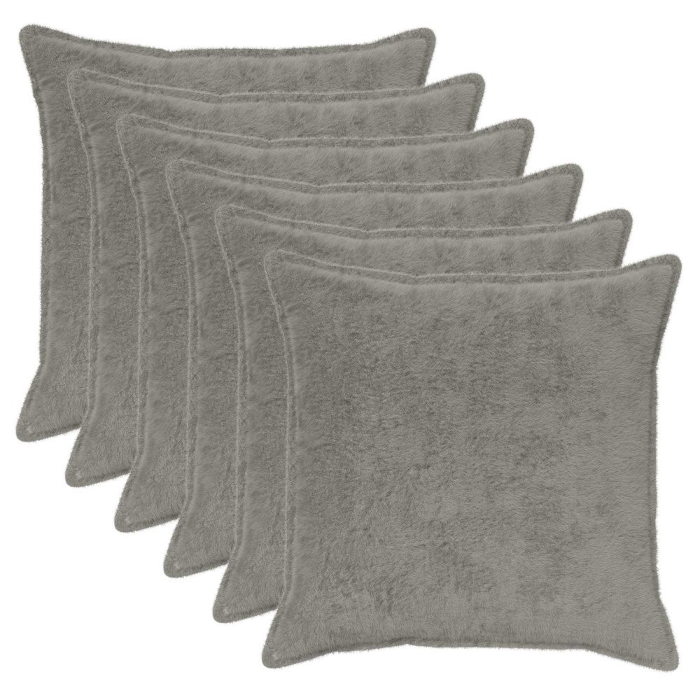 vidaXL Kuddöverdrag 6 st HOUTEN Ljusgrå 70 x 70 cm Faux Kaninpäls