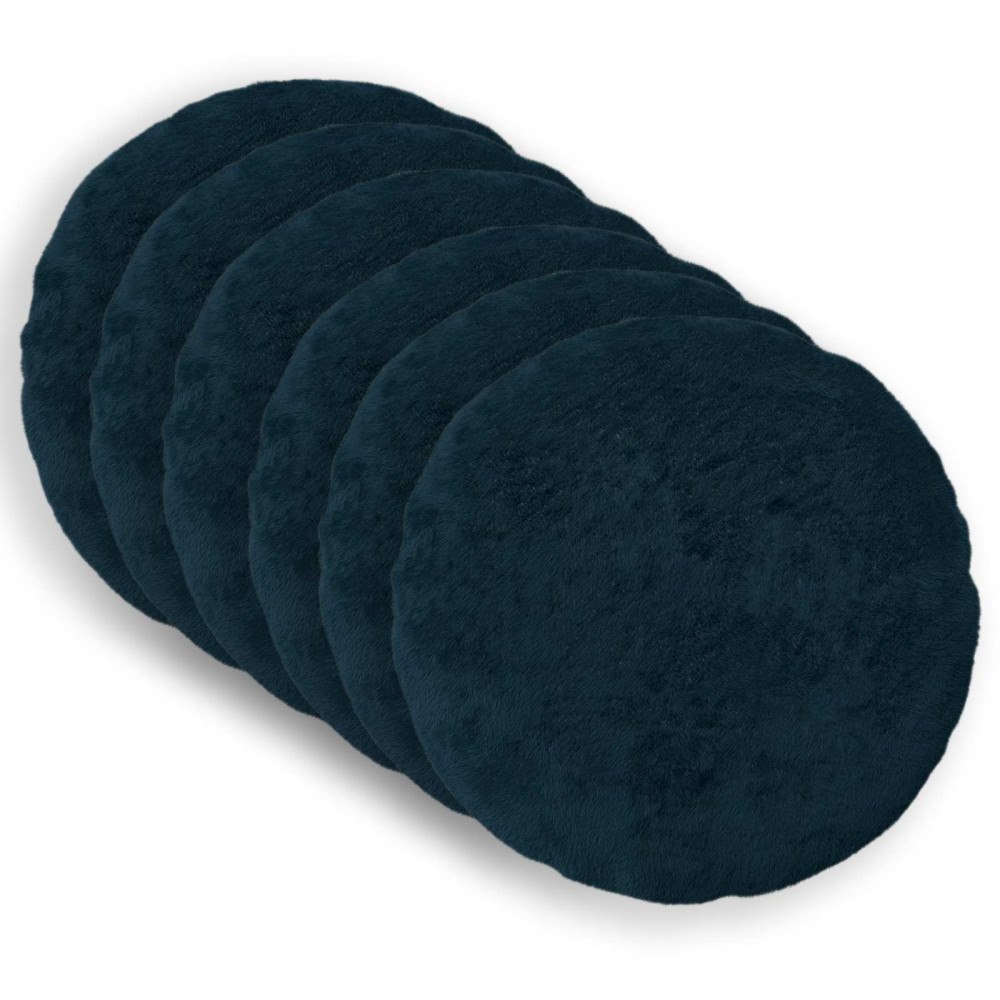 vidaXL Kuddöverdrag 6 st HEERLEN Mörkblå Ø 30 cm Faux Kaninpäls