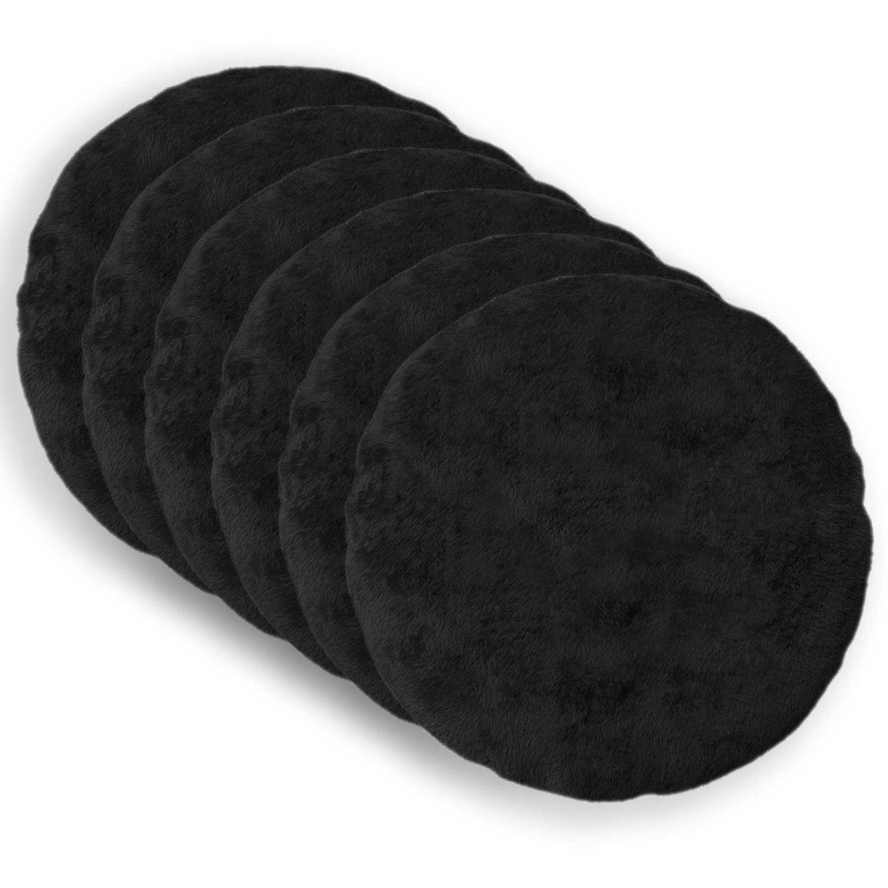 vidaXL Kuddöverdrag 6 st HEERLEN Svart Ø 30 cm Faux Kaninpäls