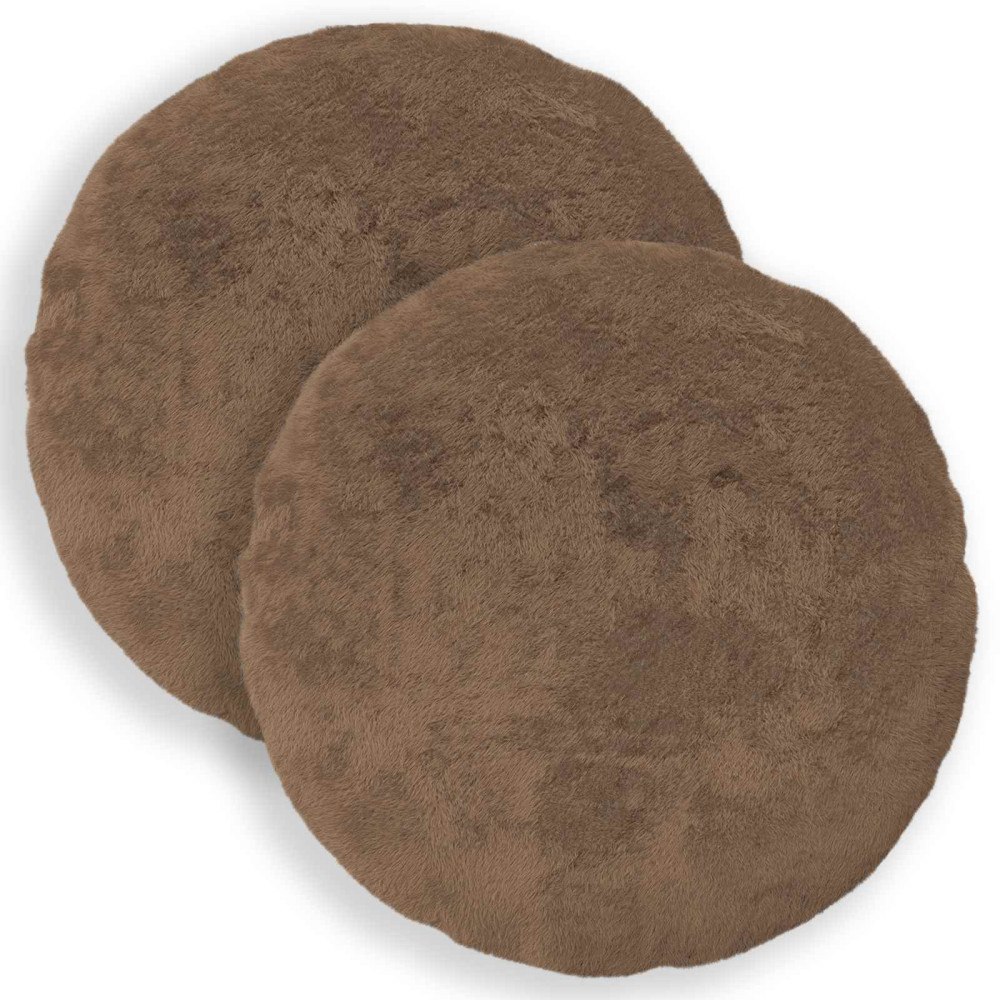 vidaXL Kuddöverdrag 2 st HEERLEN Ljusbrun Ø 40 cm Faux Kaninpäls