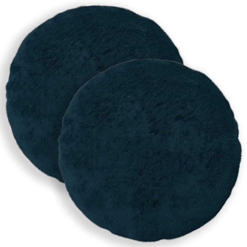 vidaXL Kuddöverdrag 2 st HEERLEN Mörkblå Ø 40 cm Faux Kaninpäls