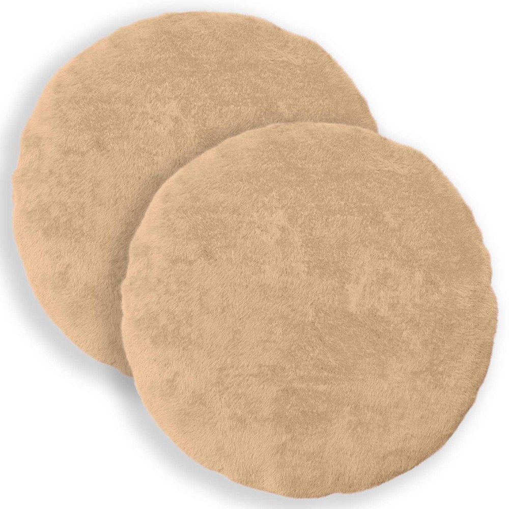 vidaXL Kuddöverdrag 2 st HEERLEN Gräddvit Ø 50 cm Faux Kaninpäls