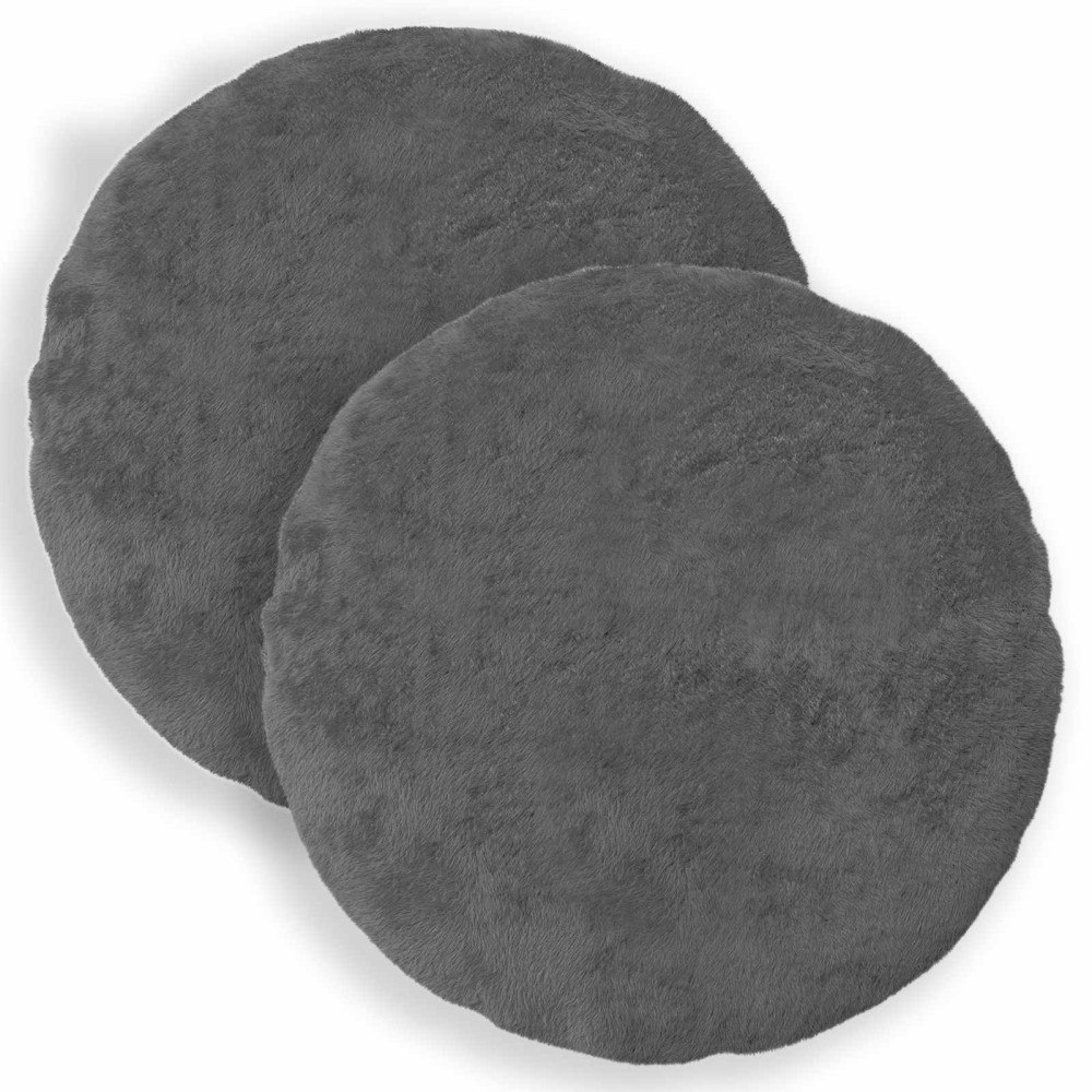 vidaXL Kuddöverdrag 2 st HEERLEN Mörkgrå Ø 50 cm Faux Kaninpäls