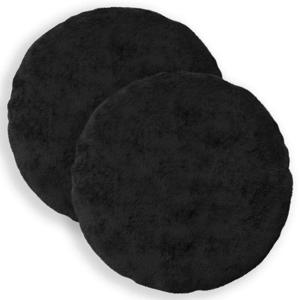 vidaXL Kuddöverdrag 2 st HEERLEN Svart Ø 50 cm Faux Kaninpäls