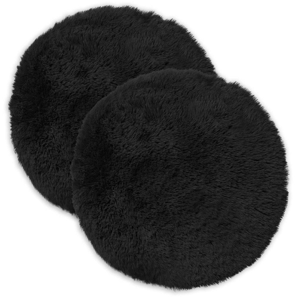 vidaXL Kuddöverdrag 2 st HEERLEN Svart Ø 60 cm PV Fleece