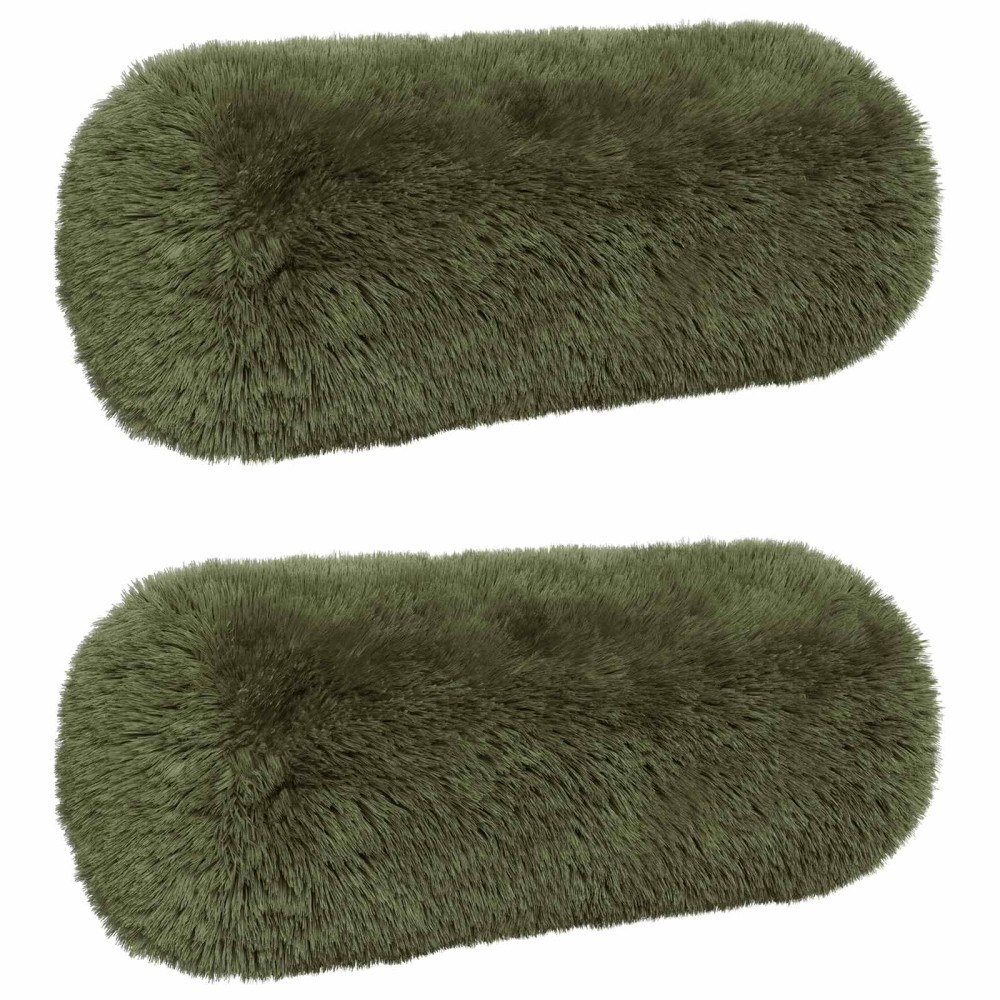 vidaXL Kuddöverdrag 2 st HEERLEN Grön Ø 15 x 40 cm PV Fleece