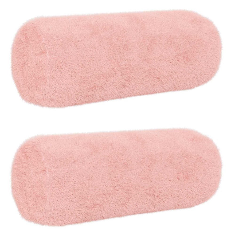 vidaXL Kuddöverdrag 2 st HEERLEN Rosa Ø 15 x 40 cm Faux Kaninpäls