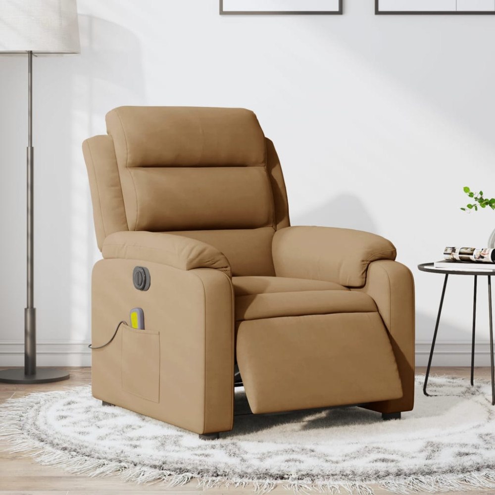 vidaXL Elektrisk massagefåtölj brun sammet