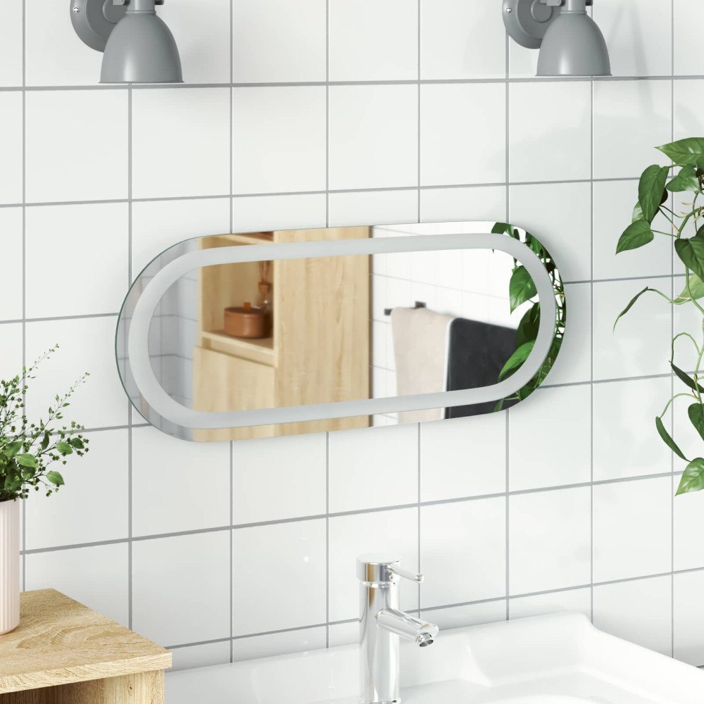 vidaXL LED Badrumsspegel med spegel Transparent 50 x 20 cm härdat glas