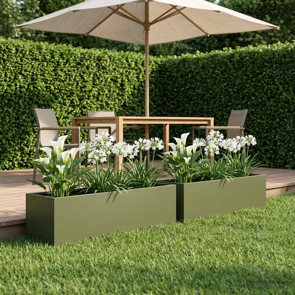 vidaXL Trädgårdsplanterare 2 st Olivgrön 100 x 20 x 20 cm