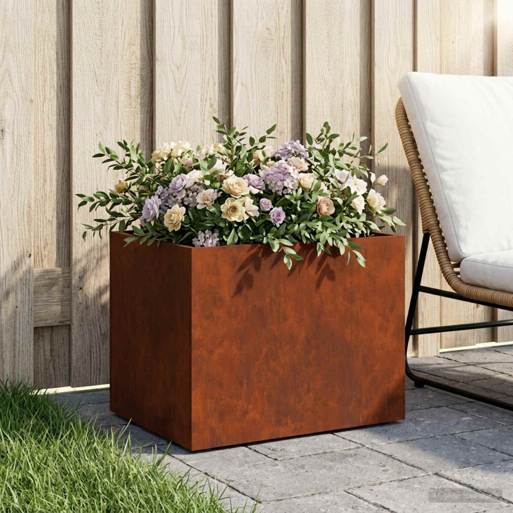 vidaXL Trädgårdsplanterare Rostig 40 x 30 x 30 cm Väderbeständig stål