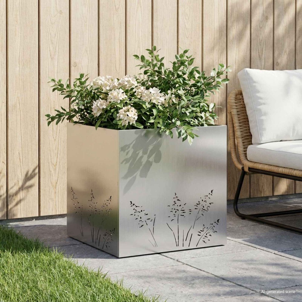 vidaXL Trädgårdsplanterare Silver 50 x 50 x 49 cm Galvaniserat stål