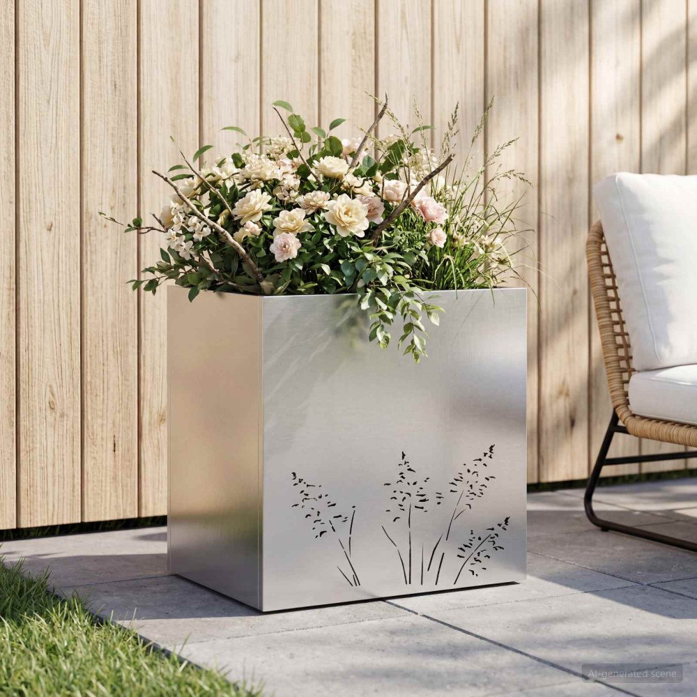 vidaXL Trädgårdsplanterare Silver 50 x 30 x 49 cm Galvaniserat stål