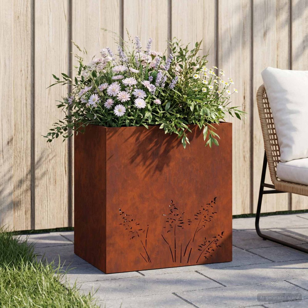vidaXL Trädgårdsplanterare Rostig 50 x 30 x 49 cm Väderbeständig stål