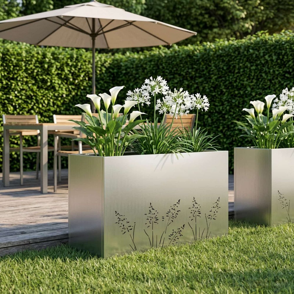 vidaXL Trädgårdsplanterare Silver 80 x 30 x 49 cm Rostfritt stål
